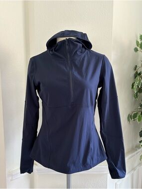 Sweaty Betty Navy Hooded Half-Zip Active Jacket